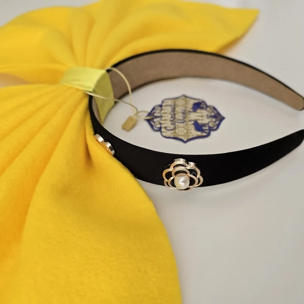 GIANT YELLOW OVERSIZED BOW HEADBAND Cosplay Costume Statement Hair Accessory NWT